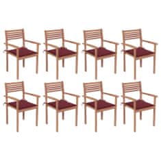 Vidaxl Stohovatelné zahradní židle s poduškami 8 ks masivní teak