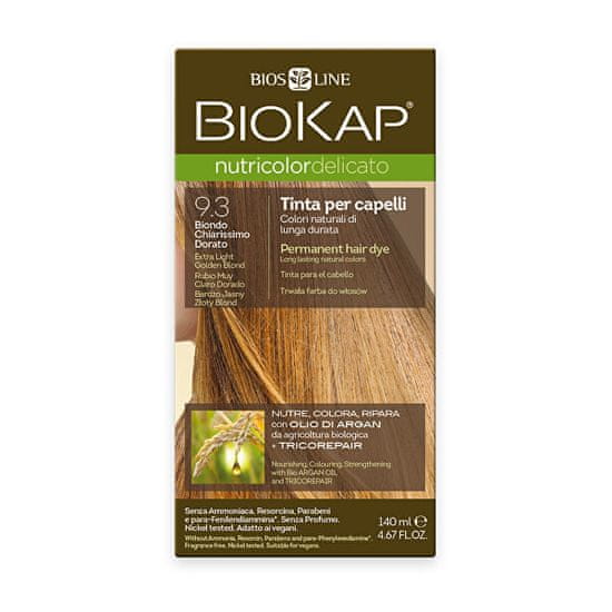 BioKap Nutricolor Delicato - Barva na vlasy 9.30 Blond zlatá - Extra světlá 140 ml