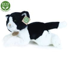 Rappa plyšová kočka bílo-černá ležící, 30 cm, ECO-FRIENDLY