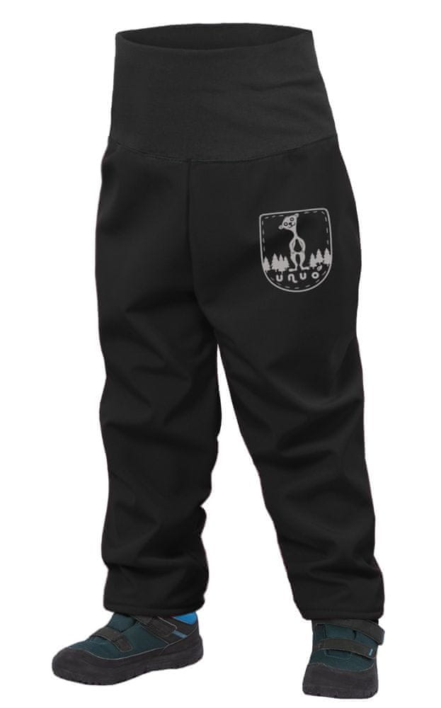 Unuo dětské batolecí softshellové kalhoty s fleecem SLIM 98/104 černá