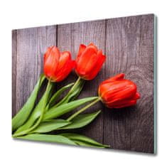 tulup.cz Skleněná krájecí deska Červené tulipány 2x30x52 cm