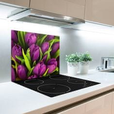 tulup.cz Skleněné deska do kuchyně Fialové tulipány 60x52 cm