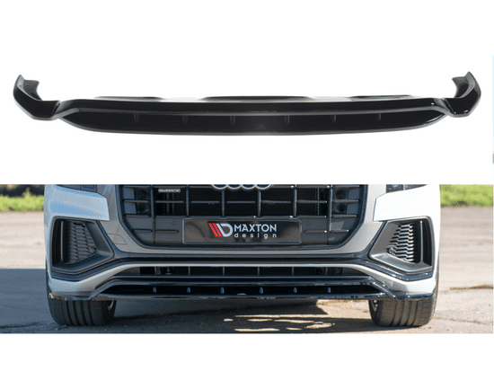 Maxton Design spoiler pod přední nárazník pro Audi Q8 Mk 1, černý lesklý plast ABS