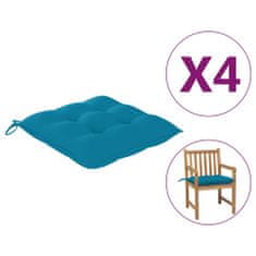 Greatstore Podušky na židle 4 ks svetlě modré 40 x 40 x 7 cm textil