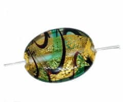 Kraftika 1pc crystal gold 24k green black lampwork czech bohemian