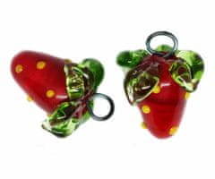 Kraftika 1pc crystal red green strawberries pendant lampwork czech