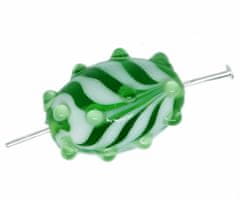 Kraftika 2pc křišťálově zelené žluté pruhované tečky lampwork czech