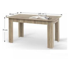 KONDELA Jídelní stůl General New 140x80 cm - dub sonoma