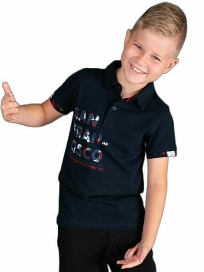 Kraftika Tmavě modrá polo košile pro chlapce s potiskem