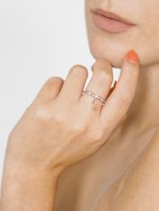 Klenoty Amber Stříbrný pletený prsten s pozlaceným nekonečnem a bílými zirkony Velikost: 54