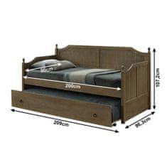 KONDELA Rustikální jednolůžková postel s přistýlkou Baroba 90x200 cm - dub antický