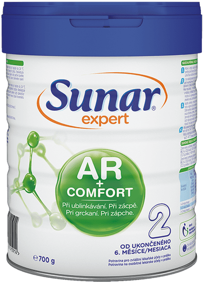 Sunar Expert AR+Comfort 2 pokračovací kojenecké mléko při ublinkávání, zácpě a kolikách 700g