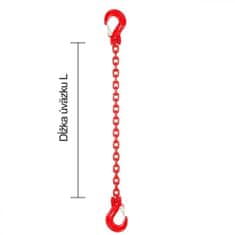 Řetězový závěs hák-hák tř 80 (6 m, 8000 kg, 16 mm) 6m 8000kg 16mm cervena