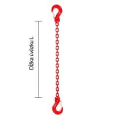 Řetězový závěs hák-hák tř 80 (5 m, 8000 kg, 16 mm) 5m 8000kg 16mm cervena
