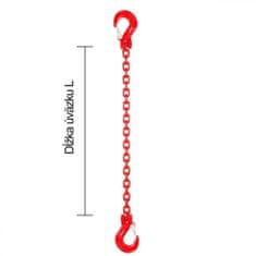 Řetězový závěs hák-hák tř 80 (6 m, 5300 kg, 13 mm) 6m 5300kg 13mm cervena