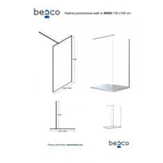 Besco Walk-in sprchový kout AVEO 195 cm Chrom/Leštěný hliník (ALU) Čiré bezpečnostní sklo - 8 mm 130 cm Bez pevné stěny