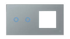 HEVOLTA Glasense skleněný vypínač 2-tlačítkový + volný rámeček, Platinium Grey, WiFi