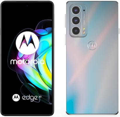 Motorola Edge 20, velký displej, Full HD+, HDR,  ultraširokoúhlý fotoaparát, makro, mobilní síť 5G, podpora 5G dlouhá výdrž baterie výkonná baterie OLED displej lehké provedení Bluetooth 5. NFC Android 11 ultraširokoúhlý fotoaparát profesionální fotoaparát 108Mpx Qualcomm Snapdragon 778G výkonný procesor výkonný telefon Motorola 144Hz obnovovací frekvence teleobjektiv makro objektiv ultraširokoúhlý objektiv profesionální snímač Wi-Fi 6 Wifi6 Bluetooth 5.2