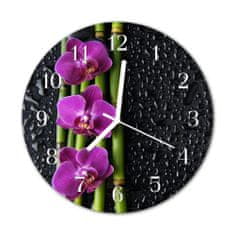 tulup.cz Nástenné skleněné hodiny orchidej fi 30 cm
