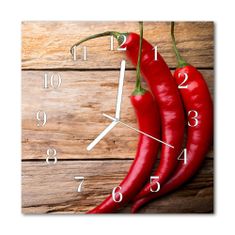 tulup.cz Nástenné skleněné hodiny Chilli pepř 30x30 cm