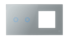 HEVOLTA Glasense skleněný vypínač 2-tlačítkový + volný rámeček, Platinium Grey, WiFi