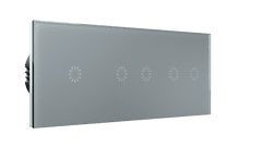 HEVOLTA Glasense skleněný 3-panel 1+2+2 tlačítkový, Platinium Grey