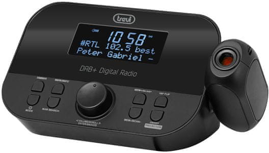 pěkný radiobudík trevi RC 85D8 DAB sleep snooze budík buzení alarmem nebo rádiem fm dab dab plus tuner 20 předvoleb napájení z elektrické sítě podsvícený displej