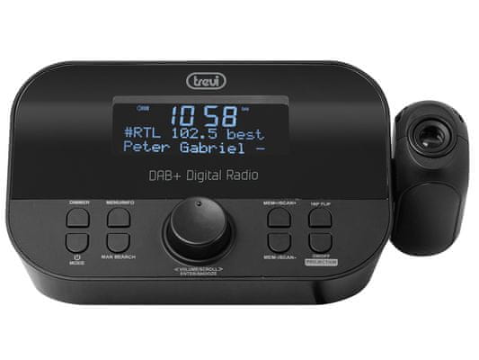  pěkný radiobudík trevi RC 85D8 DAB sleep snooze budík buzení alarmem nebo rádiem fm dab dab plus tuner 20 předvoleb napájení z elektrické sítě podsvícený displej 