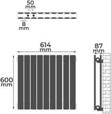 shumee Aquamarin Horizontální radiátor, 819 W, 600 x 614 x 69 mm
