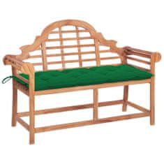 Greatstore Zahradní lavice se zelenou poduškou 120 cm masivní teak