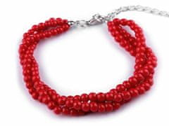 Kraftika 1ks 3 (55) červená perlový náramek třířadý