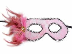 Kraftika 1ks růžová sv. karnevalová maska - škraboška krajka s