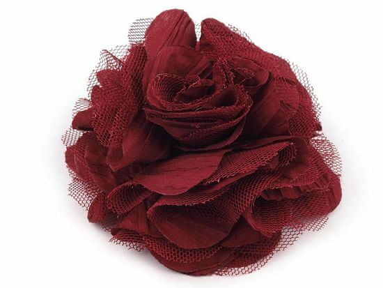 Kraftika 1ks bordó sv. brož / ozdoba růže 9cm, textilní brože
