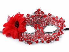 Kraftika 1ks červená stříbrná karnevalová maska - škraboška s