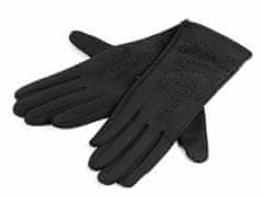 Kraftika 1pár (vel. l) černá dámské rukavice s kamínky