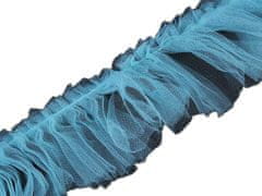 Kraftika 1m 4 modrá pomněnková tylový volánek skládaný šíře 40mm