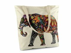 Kraftika 1ks režná světlá slon textilní taška slon