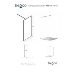 Besco Walk-in sprchový kout AVEO 195 cm Chrom/Leštěný hliník (ALU) Čiré bezpečnostní sklo - 8 mm 140 cm Bez pevné stěny