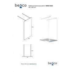 Besco Walk-in sprchový kout AVEO DUE 90 cm Bez pevné stěny