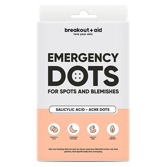 Breakout + aid Náplasti na akné s kyselinou salicylovou Emergency Dots 72 ks