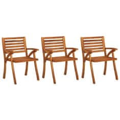 Greatstore Zahradní jídelní židle s poduškami 3 ks masivní akáciové dřevo