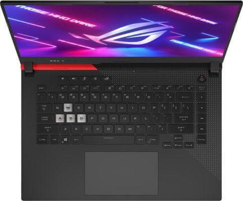 Herní notebook Asus ROG Strix G15 15,6 palců Full HD IPS displej AMD Ryzen 7 NVIDIA GeForce GTX 1650 WiFi ax 512 GB SSD 8 GB RAM DDR4 zvuk Dolby Atmos potlačení hluku AI ROG RangeBoost RGB podsvícená klávesnice