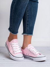 Amiatex Pohodlné růžové textilní tenisky + Ponožky Gatta Calzino Strech, odstíny růžové, 37