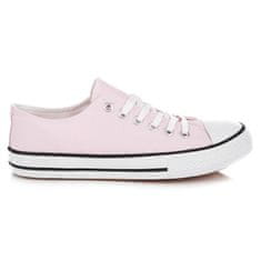 Amiatex Pohodlné růžové textilní tenisky + Ponožky Gatta Calzino Strech, odstíny růžové, 39