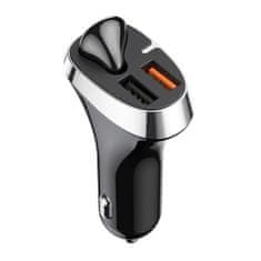 Joyroom Car Charger autonabíječka s bezdrátovým sluchátkem QC, 2x USB 2.1A 30W, černá