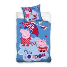 Carbotex Oboustranné bavlněné povlečení PEPPA PIG London, 140/200+70/90, PP191060