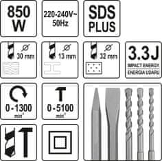 YATO Vrtací kladivo SDS+ a 13 mm sklíčidlem 850W