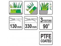 YATO Nůžky na trávu 330 mm 3 pozice (90°)