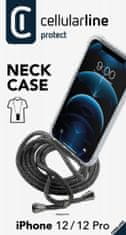 CellularLine Transparentní zadní kryt Neck-Case s černou šňůrkou na krk pro Apple iPhone 12 Pro NECKCASEIPH12MAXK - rozbaleno