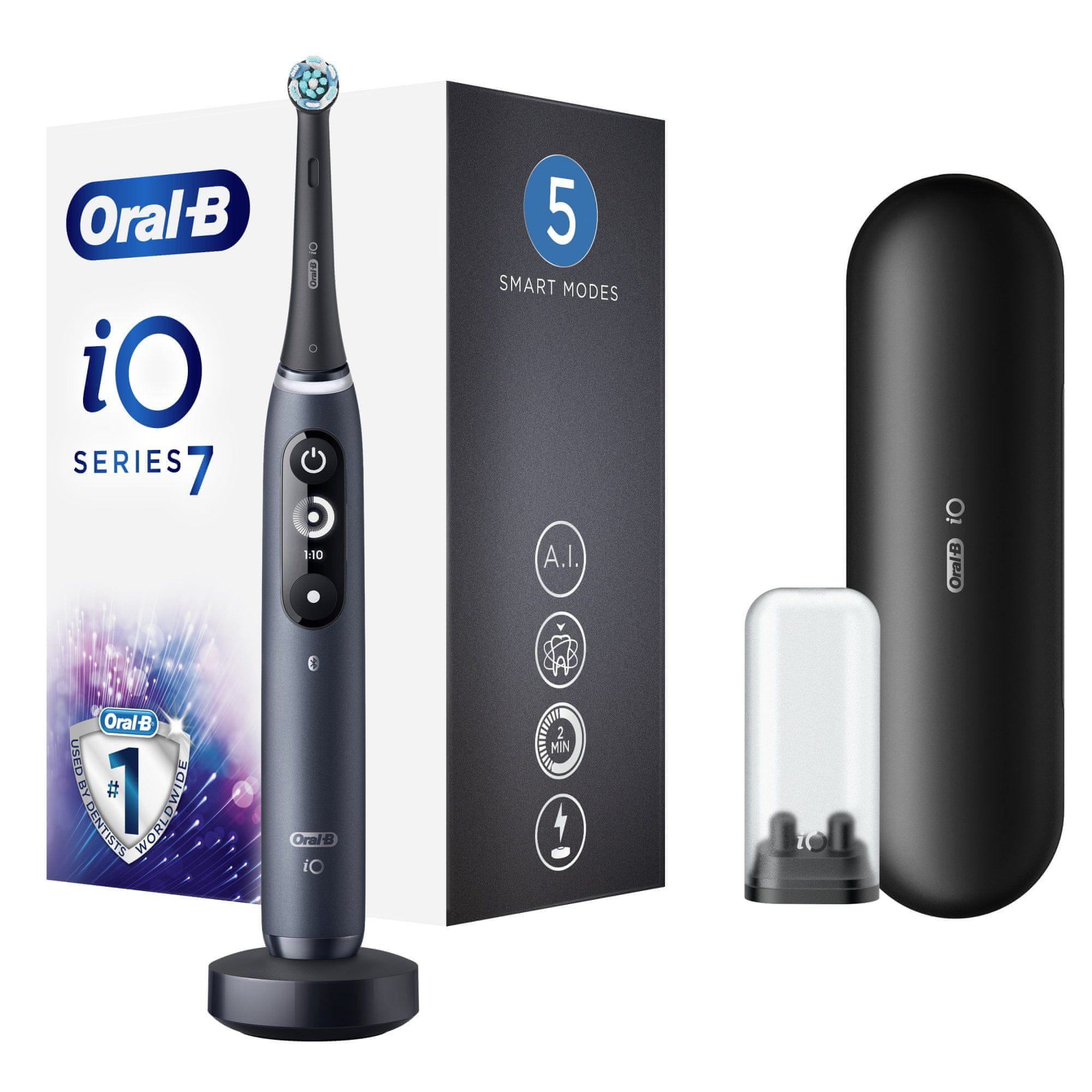 Oral-B iO – 7 električna zobna ščetka, Braun dizajn, črna